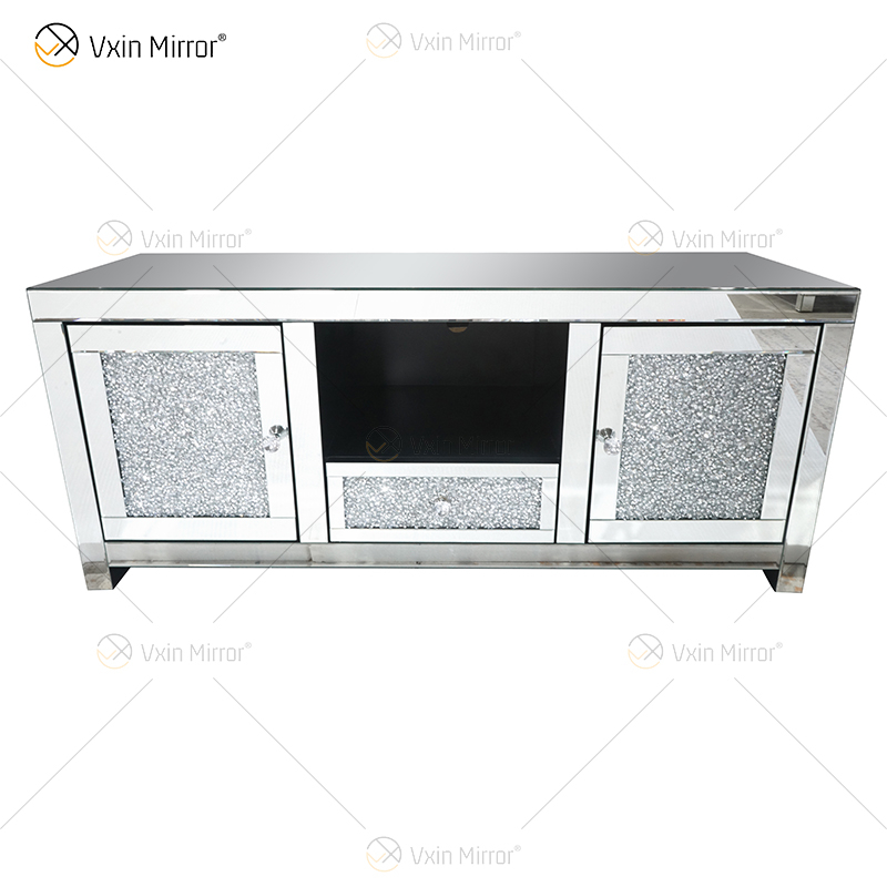 China fornece móveis de suporte de tv modernos europeus WXF-097-1 Crush diamante prata cristal