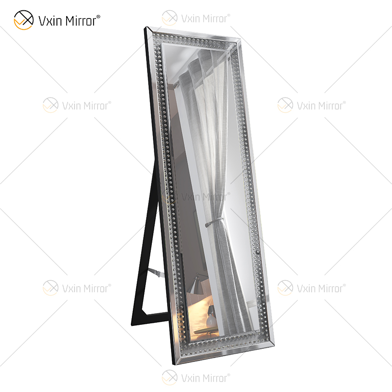 Venda imperdível WXFL-2588 moderno cristal octógono espelho de corpo inteiro prata espelho de chão
