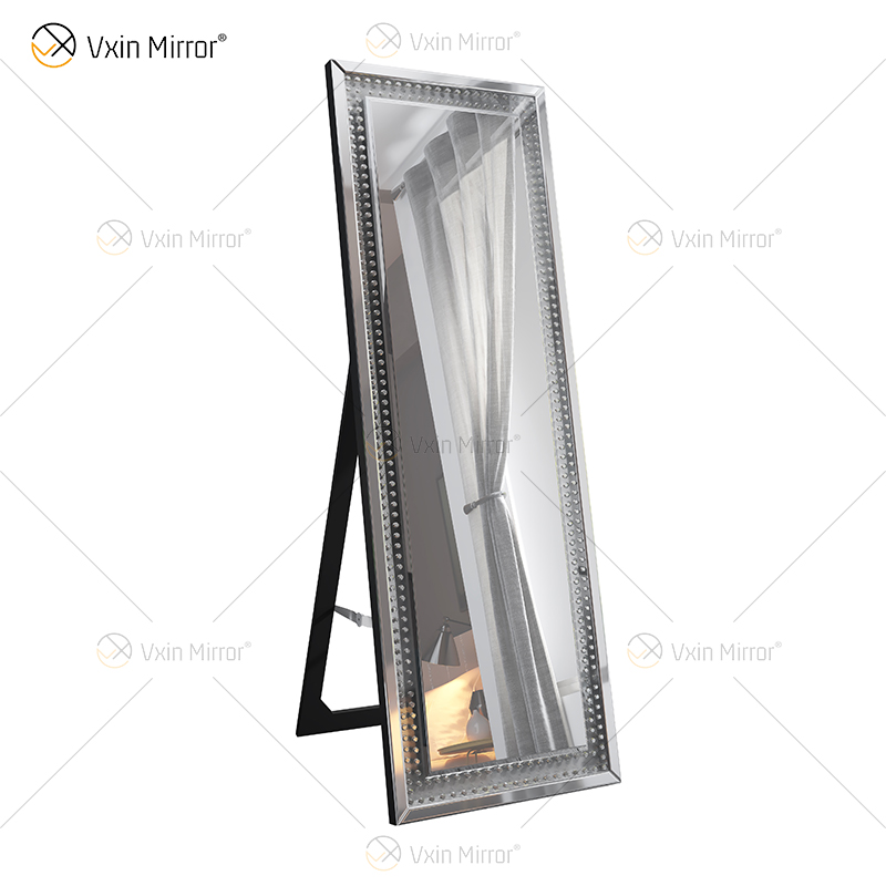 Venda imperdível WXFL-2588 moderno cristal octógono espelho de corpo inteiro prata espelho de chão