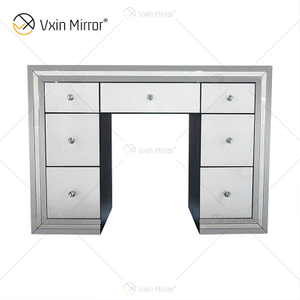 Venda imperdível elegante WXF-792 branco com moldura de prata espelhada penteadeira cômoda