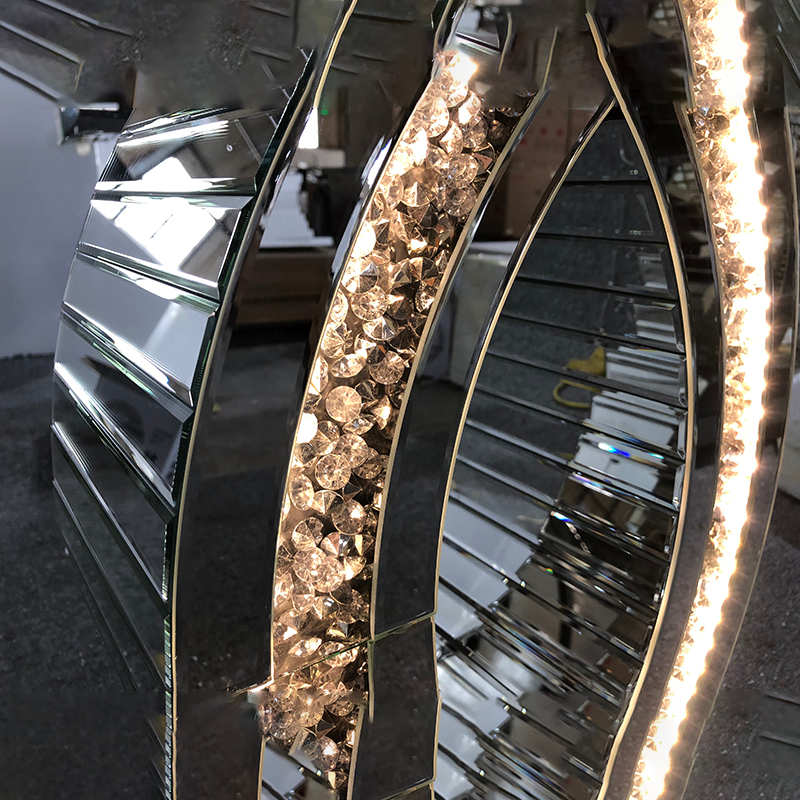 Atacado WXF-291 Moderno Espelhado Luxo Mesa Console LED Prata Cristal Diamante Vidro Mesa Console