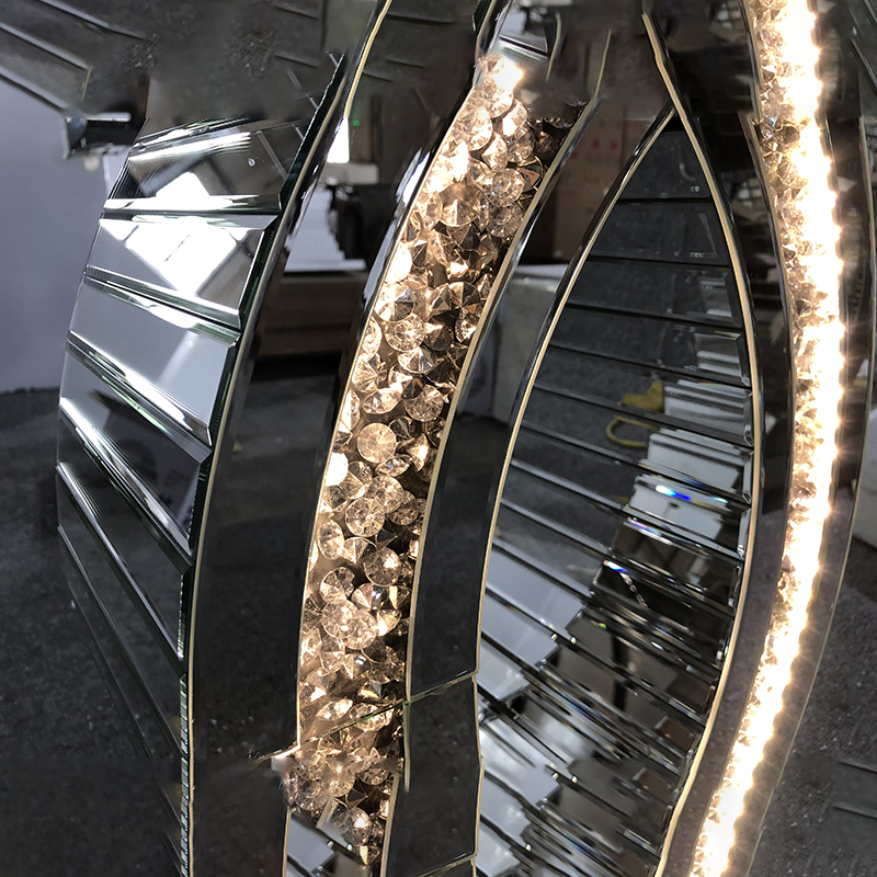 Atacado WXF-291 Moderno Espelhado Luxo Mesa Console LED Prata Cristal Diamante Vidro Mesa Console