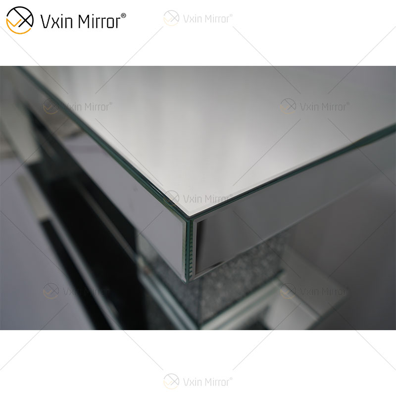 Mesa de centro retangular de vidro espelhado prata diamante móveis de luxo