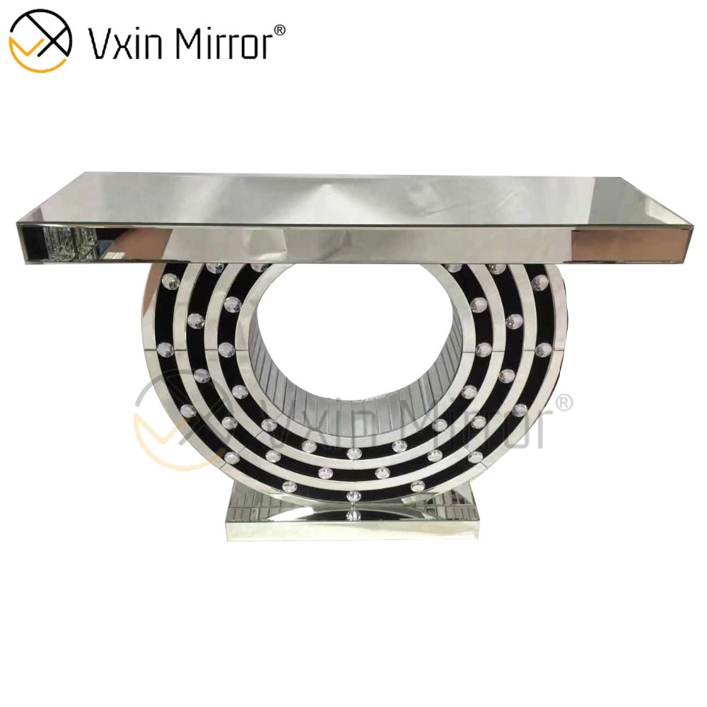 Mesa de console CC de vidro prata para móveis elegantes mais populares Vxin com conjuntos de espelhos