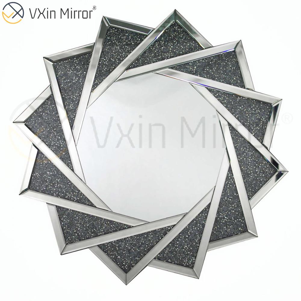 Venda imperdível VXin WXM-1779 moderno cristal prata diamante esmagado espelho pendurado na parede