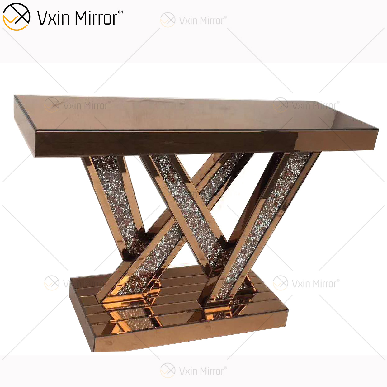 WXWF-513 Preço de Fábrica Atacado Art Déco Antigo Com Vidro Curvo Mesa Console