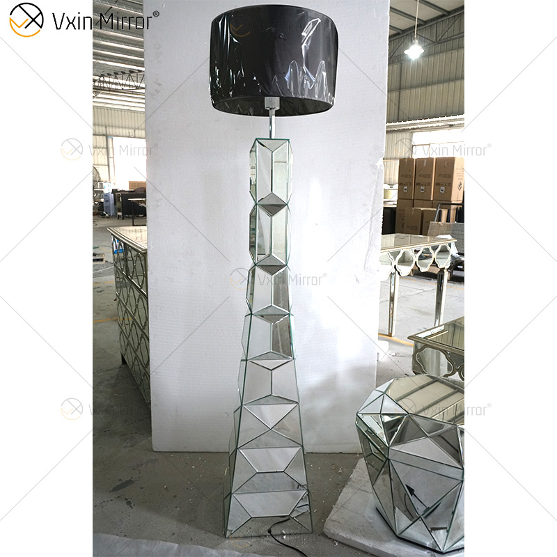 Moldura Preta WXFL-056 Sala de Estar Elegante Prata Moderno Cristal 3D Espelhado Lâmpada Espelho Lâmpada Espelho