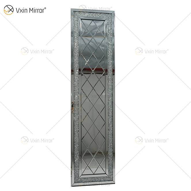 Retângulo veneziano diamante cristal espelhado parede arte decoração de casa corredor para sala de estar sofás WXM-502