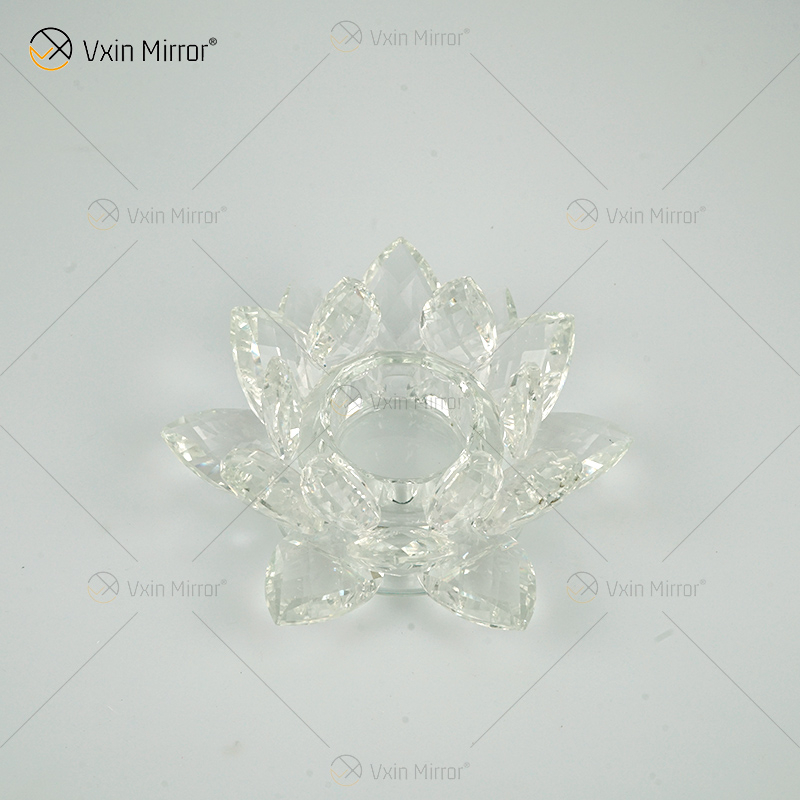 Fornecimento de fábrica Vxin espelho flor VX-07 castiçal de prata castiçal de cristal de lótus