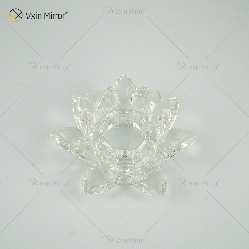 Fornecimento de fábrica Vxin espelho flor VX-07 castiçal de prata castiçal de cristal de lótus