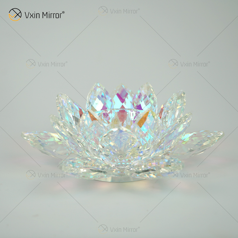 Fornecimento de fábrica Vxin espelho flor VX-07 castiçal de prata castiçal de cristal de lótus