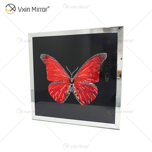 Vxin WXMA-58 Cristal Porcelana Pintura Resina Borboleta Moldura Coberta Espelho Decorativo Arte de Parede