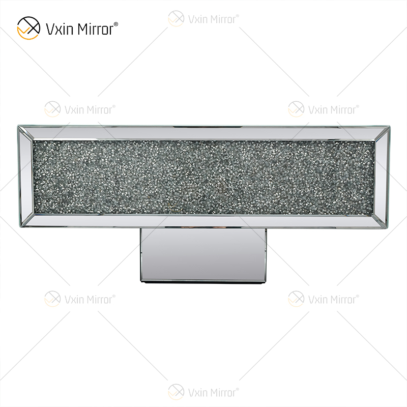 Mesa personalizada WXF-141 Diamante Triturado Prata Espelho Caseiro Mesa de centro
