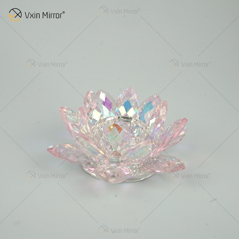 Fornecimento de fábrica Vxin espelho flor VX-07 castiçal de prata castiçal de cristal de lótus