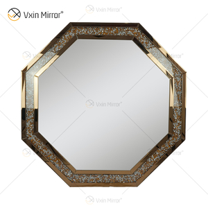 Crystal Crush Diamond Silver Espelho Octogonal Prata para Decoração de Parede Pendurar Moldura Menos Espelho Decoração Diamante WXM-1780