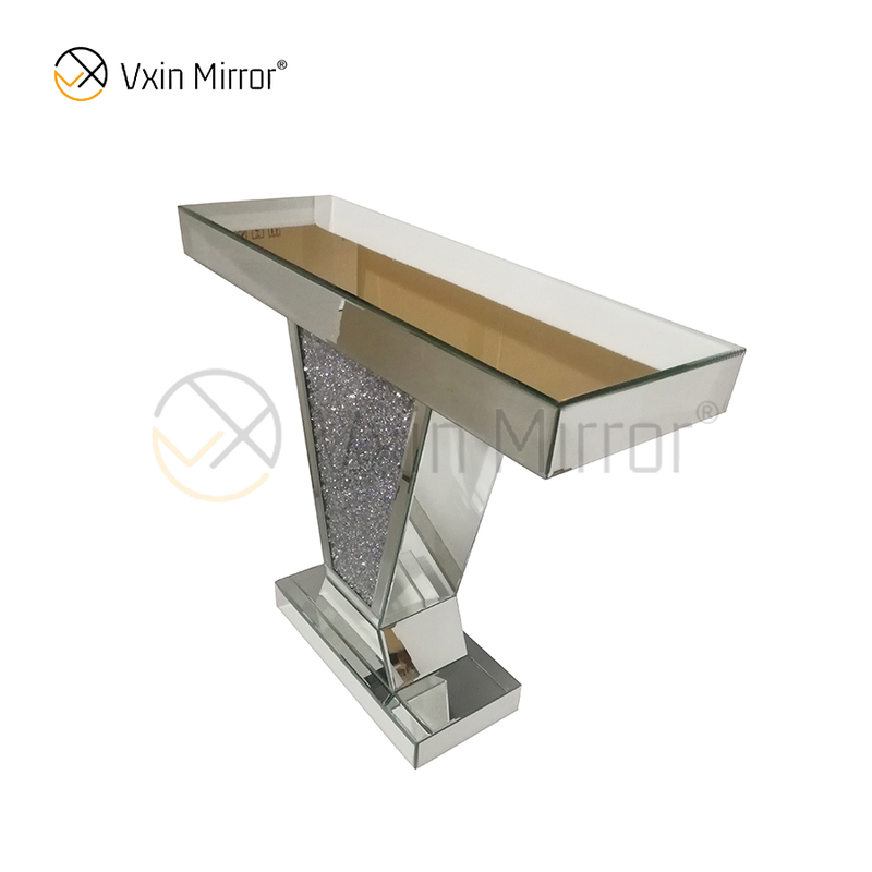 Venda Direta da Fábrica WXF-119 Moderna Prata Móveis Decorativos Cristal Diamante Mesa Console Espelhada