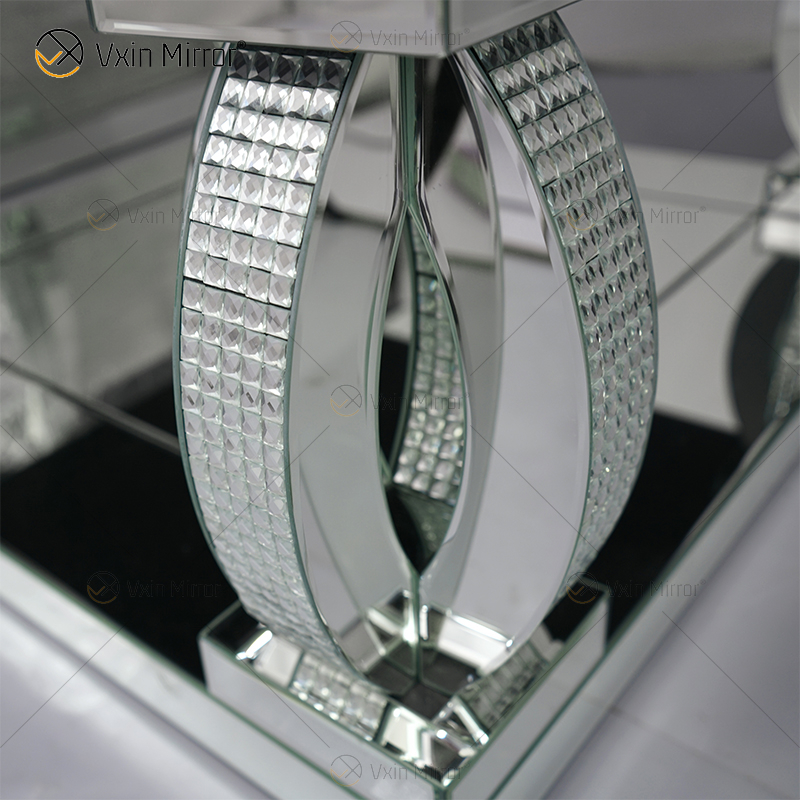 Mesa Lateral Personalizada WXF-1104 Cristal Mesa de Centro Espelhada Prata Caseira