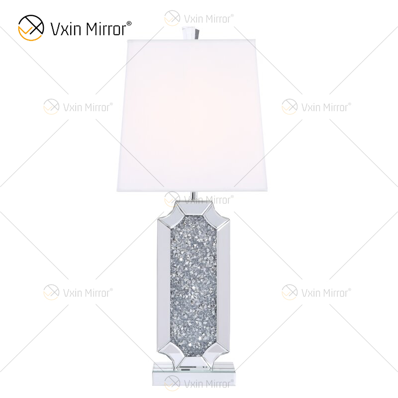 Vxin Supply WXTL-004 Moderno Prata Cristal Esmagado Lâmpada Espelho de Mesa para Quarto