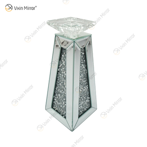 Nome personalizável moderno elegante WXCH-075 prata cristal espelhado castiçal para casamento em casa