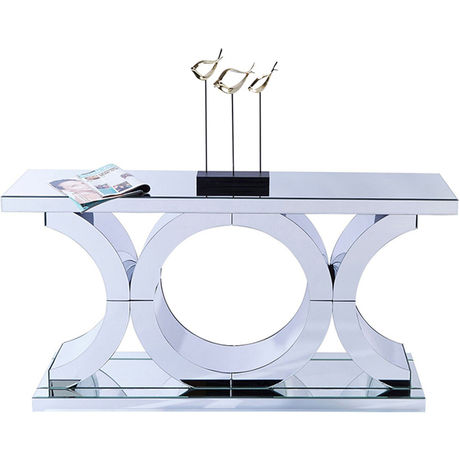 Mesa de console barata WXWF-535 de vidro de luxo moderno espelhado prata móveis para casa mesa de console para sala de estar