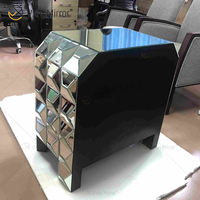 Novo design para decoração de casa sofás mesa final prata móveis espelho mesa de cabeceira WXWF-1026