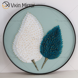 Atacado Moderno Minimalismo Branco Azul Pintura Luxo Redondo Cristal Parede Arte Na Sala De Estar Arte Da Parede Espelhada