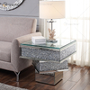 Vxin WXF-158-1 3D Esmagado Diamante Mesa Lateral Prata Espelho Vidro Temperado Mesa Lateral