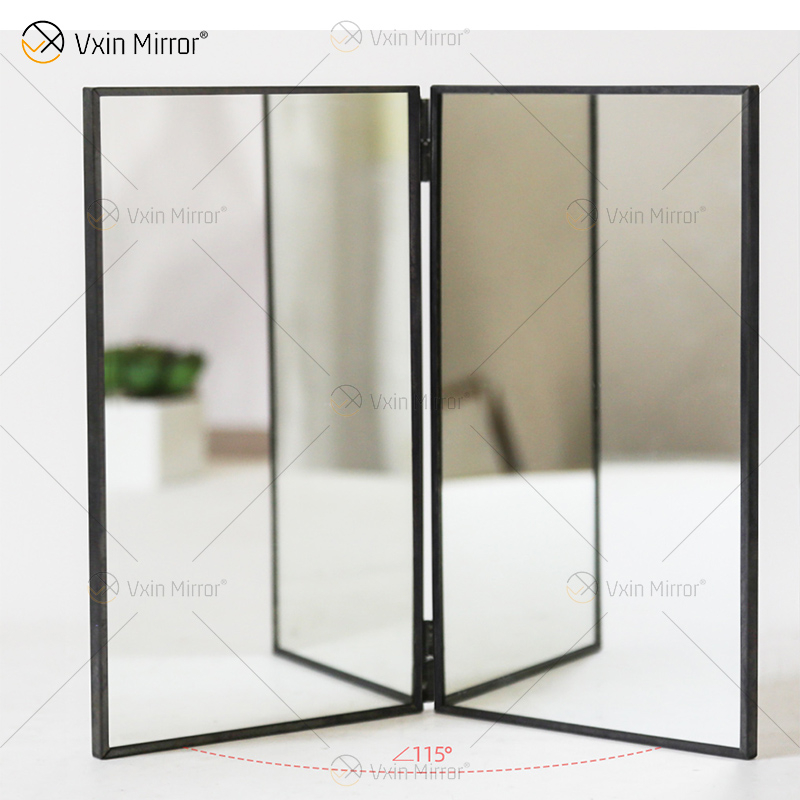 Nova decoração de parede exclusiva com moldura de metal espelhos de parede dupla face luxo simples e elegante espelho de parede