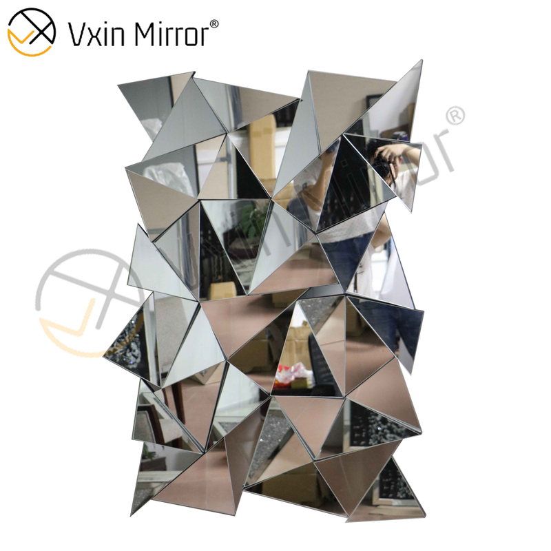 Fornecimento de fábrica 3D decoração de parede de vidro estereoscópico prata pendurado na parede WXM-2477 espelho