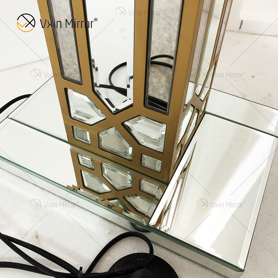 Mesa de cabeceira WXFL-031 Sala de estar Luxo Prata LED Antigo Luminária de Piso Espelhada Lâmpada Espelho