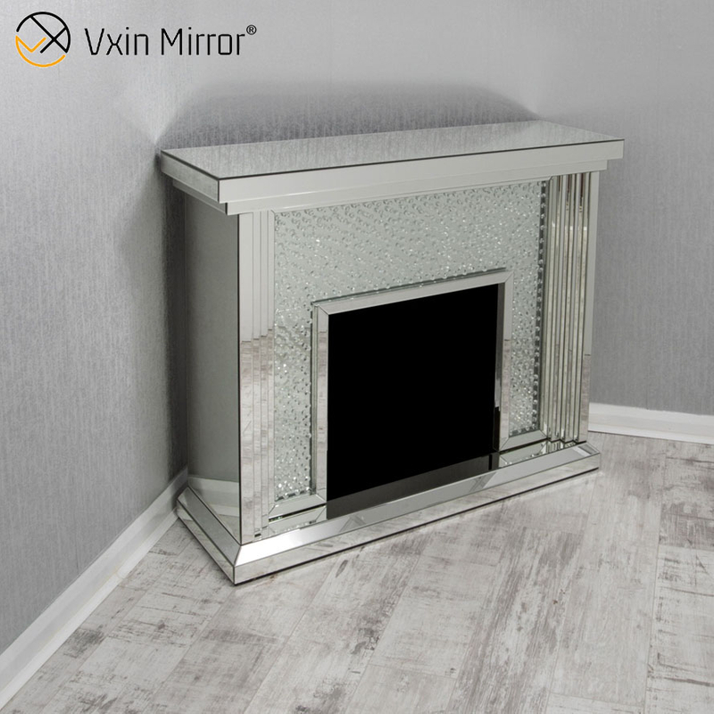 Moderno WXWF-1096 Sparkle Electric LED espelhado Lareira Espelho Cristal Esmagado