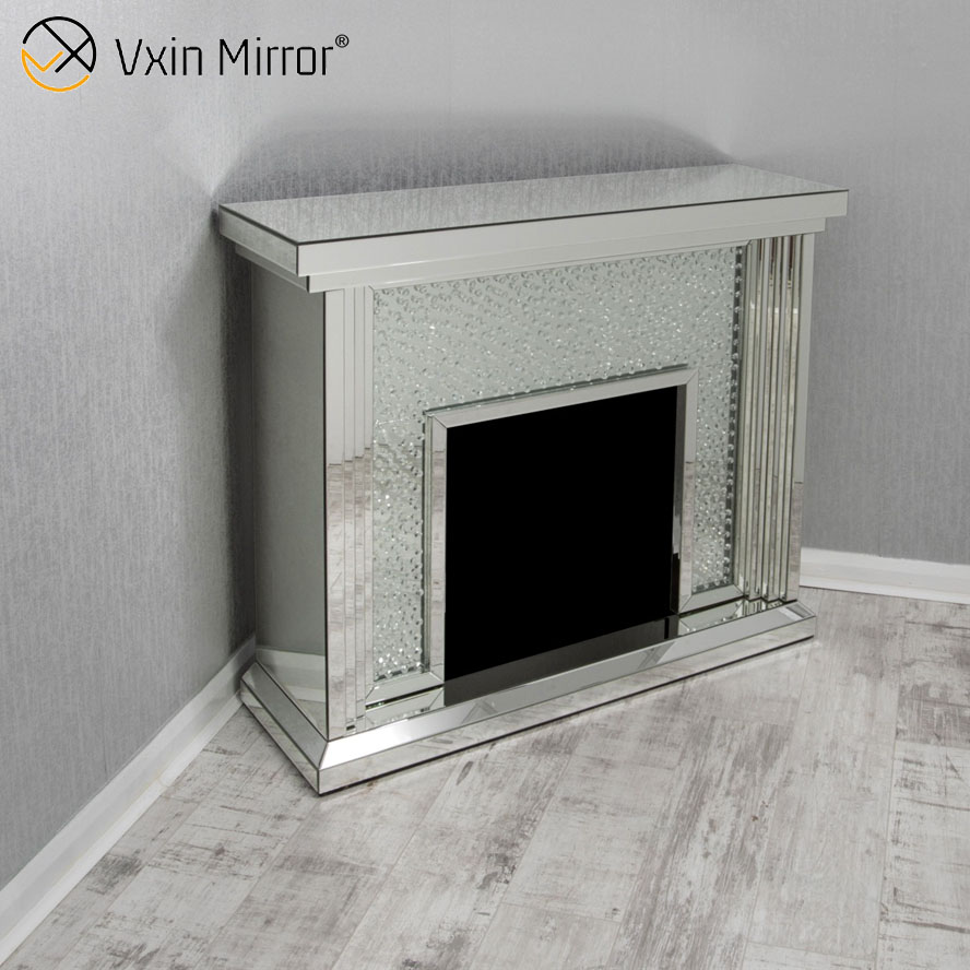 Moderno WXWF-1096 Sparkle Electric LED espelhado Lareira Espelho Cristal Esmagado
