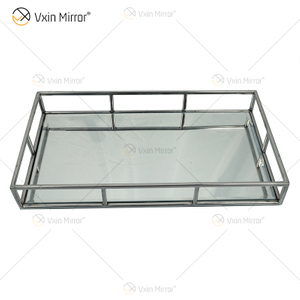 Venda imperdível espelho Vxin WXT-005 decoração moderna prata moldura de aço inoxidável espelhada bandeja tamanho 2