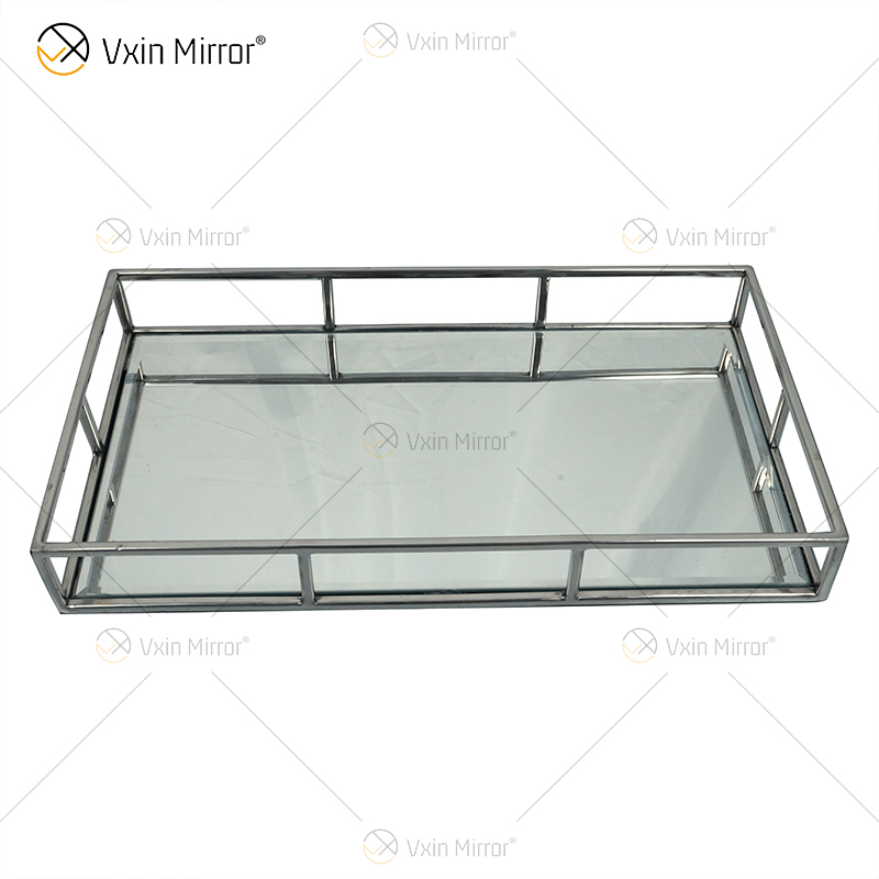 Venda imperdível espelho Vxin WXT-005 decoração moderna prata moldura de aço inoxidável espelhada bandeja tamanho 2