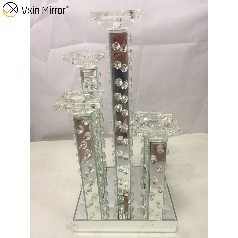 Suporte de vela profissional de fábrica Vxin WXCH-22 acrílico diamantes vidro 6 copos de vela