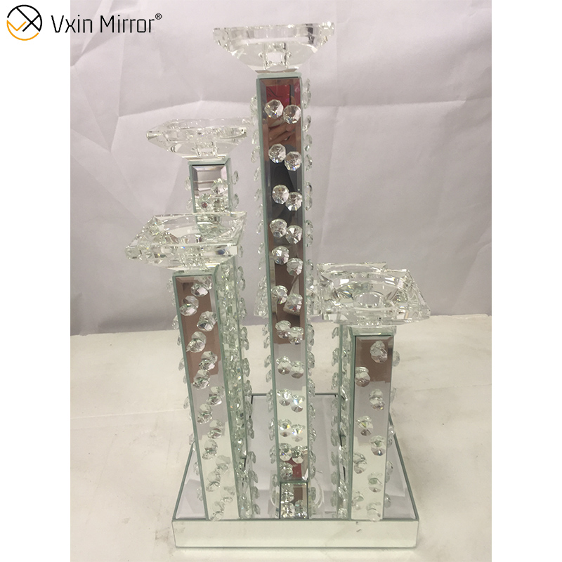 Suporte de vela profissional de fábrica Vxin WXCH-22 acrílico diamantes vidro 6 copos de vela