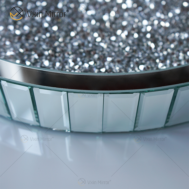 Venda imperdível WXMT-015 Decoração Moderna Prata Esmerilhada Diamante Bandeja Redonda Espelhada