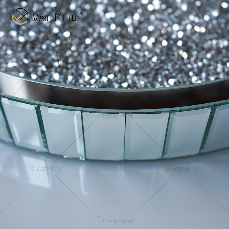 Venda imperdível WXMT-015 Decoração Moderna Prata Esmerilhada Diamante Bandeja Redonda Espelhada