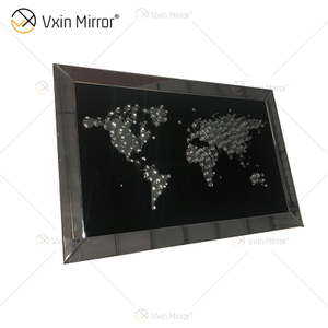 VXin WXPP-20 Decoração de Casa Moldura de Vidro Espelhada Mapa Arte de Parede Cristal Porcelana Pintura Espelho Arte de Parede