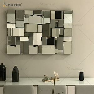 Espelho VXin WXM-1548 Moden Prata Vidro 3D Decorativo Espelho de Parede Decoração de Casa para Sala de Estar Quarto