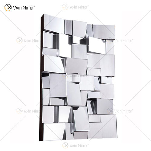 Espelho VXin WXM-1548 Moden Prata Vidro 3D Decorativo Espelho de Parede Decoração de Casa para Sala de Estar Quarto
