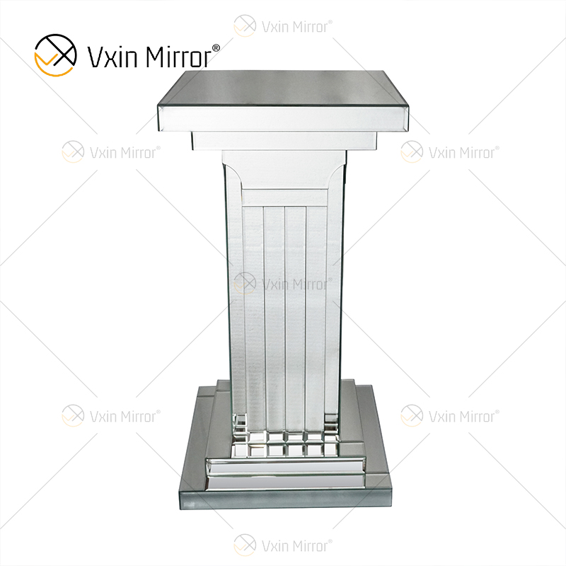 Espelho Vxin WXF-010 Marrom e Prata Pilar Romano Mesa Lateral Espelhada