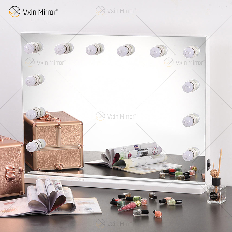Estilos de curativos venezianos VXin WXDL-107 Sparkle Silver Hollywood Mirror Switch Control com lâmpadas de 3 cores