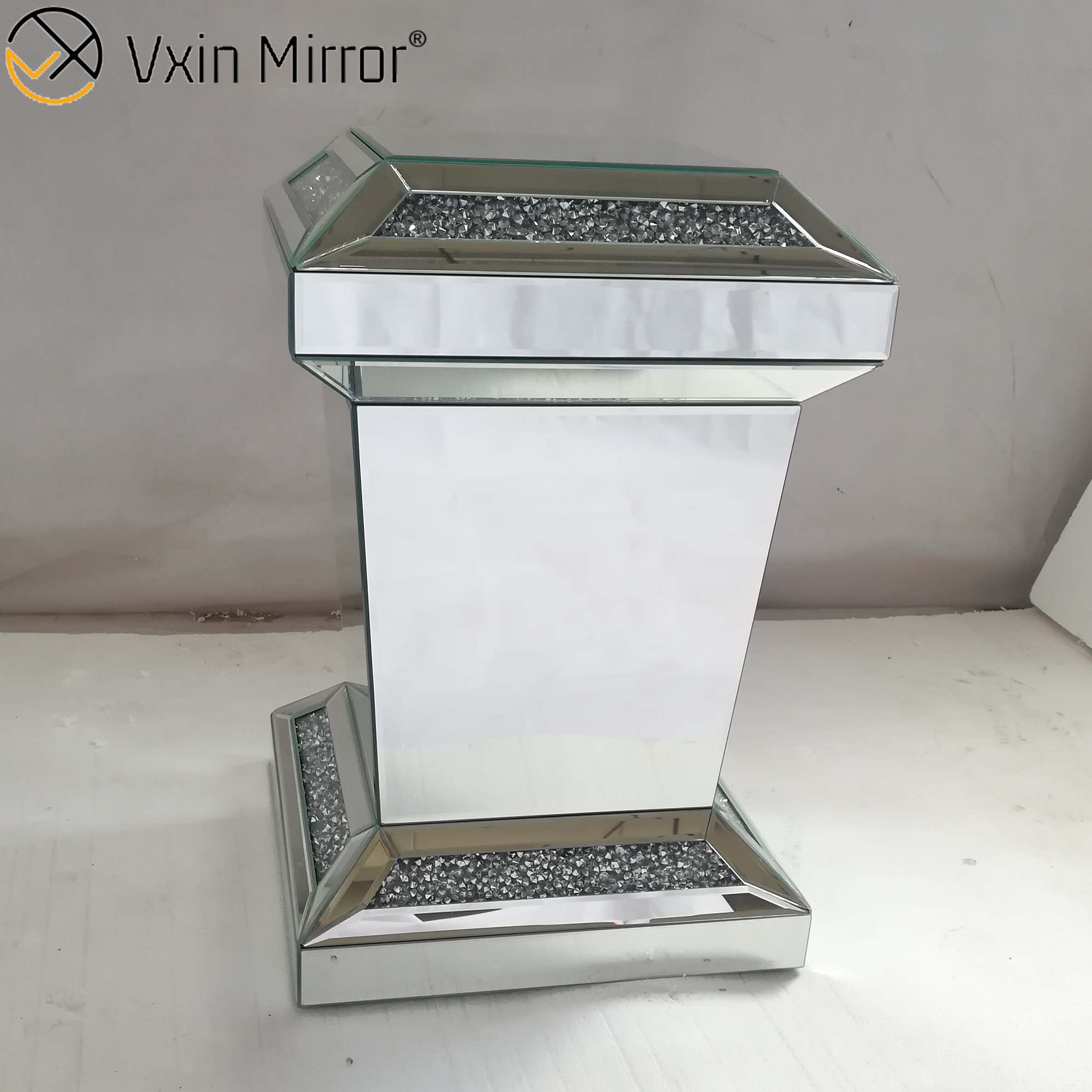 Espelho Vxin WXF-725 Moderno Retângulo Diamante Espelhado Mesa Lateral Espelho 3D Mesa Lateral para Sala de Estar