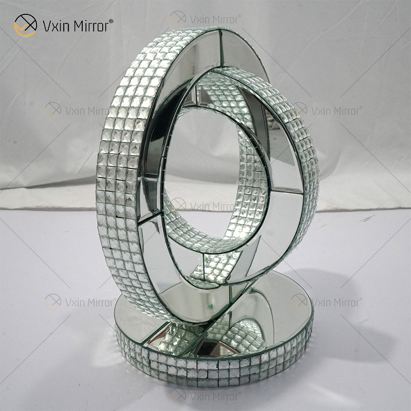 Mesa Lateral Globo Decor Hot Design Vxin WXF-093-1 Prata Cristal Espelho Mesa Lateral