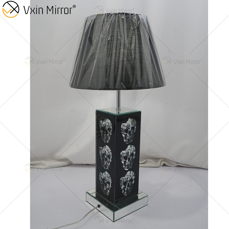Vxin Supply Estilo Gótico WXTL-79 Prata Preto Caveira Espelho Lâmpada de Mesa com Abajur para Hotel