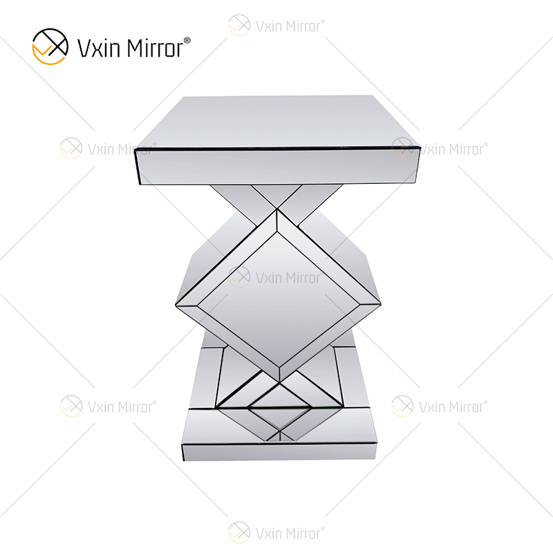 Atacado WXF-115 Mesa Lateral Espelhada Moderna Personalizada para Mobiliário de Sala de Estar Prata Decoração de Casa Luxo Espelho Mesa Lateral