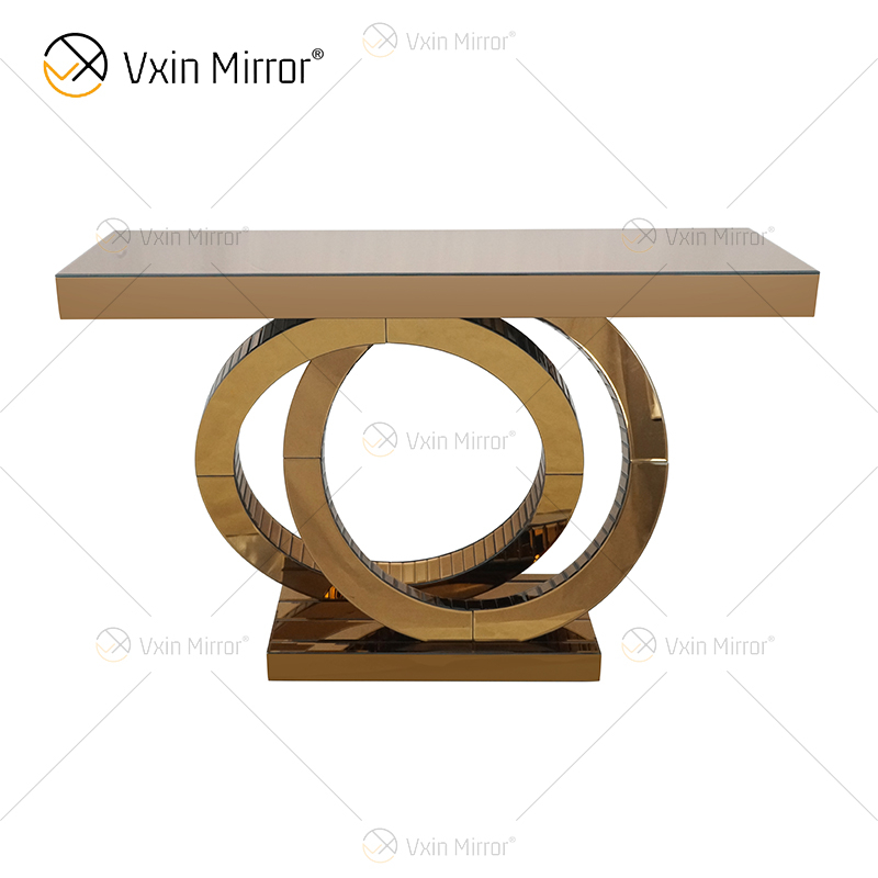 Sala de estar direta da fábrica com design OO espelhado com console de diamante esmagado, mesa de corredor para loja de hotel em casa