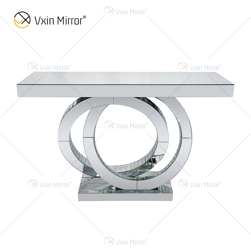 Sala de estar direta da fábrica com design OO espelhado com console de diamante esmagado, mesa de corredor para loja de hotel em casa