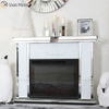 Lareira de espelho de vidro branco diamante esmagado de luxo para sala de estar em móveis de sala de estar WXWF-1108